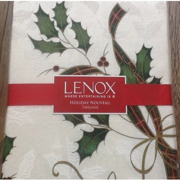 old stock (brand new in pkg) LENOX 60x120" Christmas Holiday Nouveau Tablecloth - Picture 1 of 4